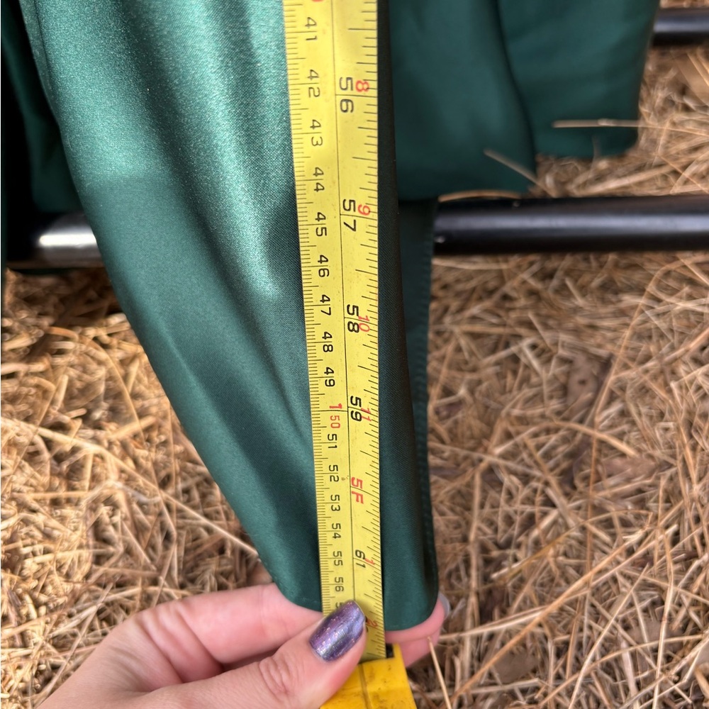 Satin Double Strap Gown with Floral Pockets - Picture 7 of 9